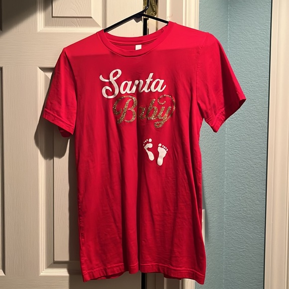 Red Medium Santa Baby Maternity Shirt - Picture 2 of 5